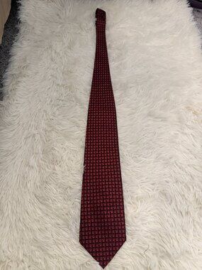 Harve Benard Mens Silk Necktie Red and Black Squares